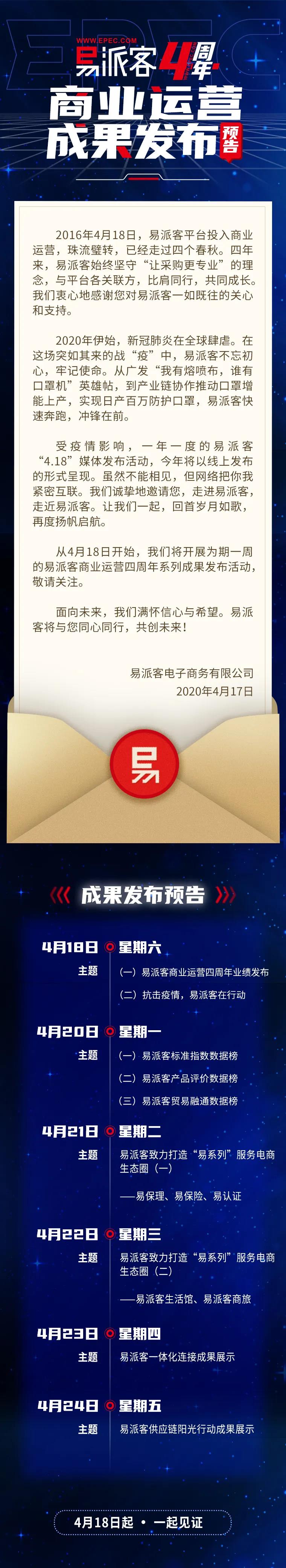 4月18日起 一起见证 易派客商业运营四周年成果