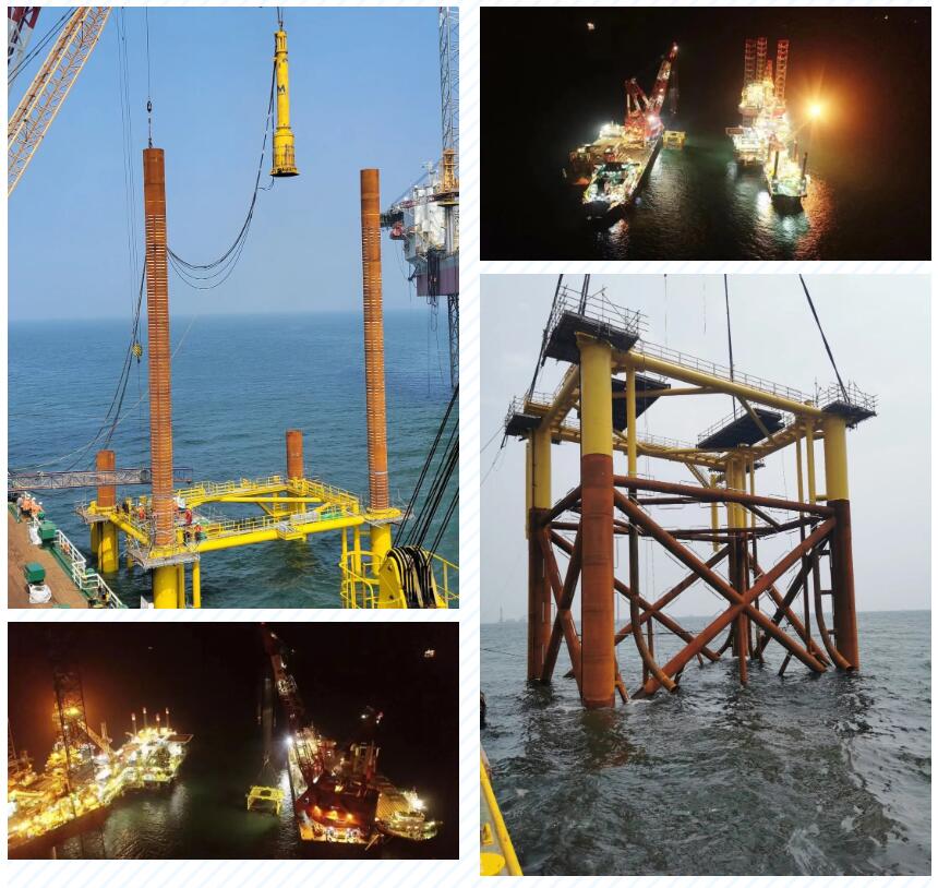 我国最大规模海上岸电应用项目三座导管架海上安装圆满完成