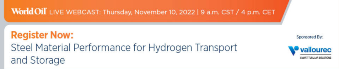 直播预告｜11月10日，与瓦卢瑞克&世界石油一起，探讨氢气运输和储存